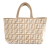 Fendi AB Fendi Brown Beige with White Knit Fabric Large Zucca Cashmere Shopper Tote Italy