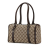 Gucci B Gucci Brown Beige Canvas Fabric GG Abbey D-Ring Boston Italy