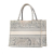 Christian Dior B Dior Gray Canvas Fabric Medium Toile de Jouy Reverse Embroidered Book Tote Italy