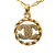 Chanel B Chanel Gold Gold Plated Metal CC Rhinestones Pendant Necklace France