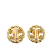 Chanel B Chanel Gold Gold Plated Metal CC Rhinestones Clip on Earrings France