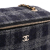 Chanel AB Chanel Blue Navy with Gray Tweed Fabric Small Plaid Vanity Case with Chain Italy