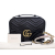 Gucci AB Gucci Black Calf Leather Small GG Marmont Sylvie Top Handle Satchel Italy