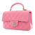 Chanel Pink Mini Rectangular Lambskin Top Handle Single Flap Italy