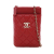 Chanel AB Chanel Red Lambskin Leather Leather CC Quilted Lambskin Phone Holder with Chain Italy