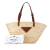 Prada B Prada Brown Beige Raffia Natural Material Large Palmitto Vitello Basket Tote Italy