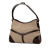 Gucci B Gucci Brown Beige Canvas Fabric Web Reins Hobo Italy