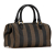 Fendi B Fendi Brown Coated Canvas Fabric Pequin Boston Bag Italy