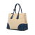 Prada B Prada Brown Beige with Blue Canvas Fabric Canapa and Saffiano Double Satchel Italy