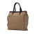 Gucci B Gucci Brown Beige Canvas Fabric GG Tote Italy