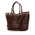 Burberry B Burberry Brown Calf Leather Medium House Check Trimmed Salisbury Tote Italy