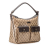 Gucci B Gucci Brown Beige Coated Canvas Fabric GG Crystal Abbey D Ring Handbag Italy