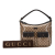 Gucci B Gucci Brown Beige Coated Canvas Fabric GG Crystal Abbey D Ring Handbag Italy