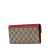 Gucci B Gucci Brown Beige with Red Coated Canvas Fabric GG Supreme Faux Pearl Long Wallet Italy