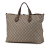 Gucci AB Gucci Brown Beige Coated Canvas Fabric Medium GG Supreme Courrier Soft Tote Italy