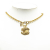 Chanel B Chanel Gold Gold Plated Metal Quilted CC Pendant Necklace France