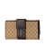 Gucci B Gucci Brown Beige Canvas Fabric Diamante Horsebit Continental Wallet Italy