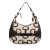 Gucci AB Gucci White with Brown Dark Brown Canvas Fabric Bamboo Horsebit Amalfi Hobo Bag Italy