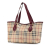 Burberry B Burberry Brown Beige with Red Bordeaux Coated Canvas Fabric Haymarket Check Tote Italy