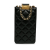 Chanel AB Chanel Black Lambskin Leather Leather CC Quilted Lambskin Phone Holder with Chain Italy