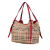 Burberry B Burberry Brown Beige with Red Canvas Fabric Haymarket Check Canterbury Tote Italy