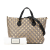 Gucci AB Gucci Brown Beige Coated Canvas Fabric Small GG Supreme Bees Soft Tote Italy