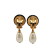 Chanel B Chanel Gold Gold Plated Metal CC Dangling Faux Pearl Clip on Earrings France