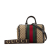 Gucci B Gucci Brown Beige with Multi Canvas Fabric GG Web Satchel Italy