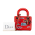 Christian Dior B Dior Red Calf Leather Mini skin Sequin Embellished Lady Dior Italy