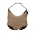 Gucci B Gucci Brown Beige Canvas Fabric Large GG Princy Hobo Italy