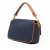 Fendi B Fendi Blue Denim with Brown Denim Fabric Zucca Embroidered Baguette Satchel Italy