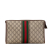 Gucci B Gucci Brown Beige Coated Canvas Fabric GG Supreme Ophidia Clutch Italy