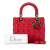 Christian Dior B Dior Red Lambskin Leather Leather Medium Lambskin Cannage Lady Dior Italy