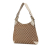 Gucci B Gucci Brown Beige Canvas Fabric GG Horsebit Creole Hobo Bag Italy