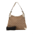 Gucci B Gucci Brown Beige Canvas Fabric GG Horsebit Creole Hobo Bag Italy