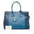 Prada B Prada Blue Saffiano Leather Large Bicolor Lux Galleria Double Zip Satchel Italy