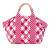 Chanel B Chanel Pink Strawberry Canvas Fabric Gingham Handbag Italy