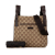 Gucci AB Gucci Brown Beige Canvas Fabric GG Crossbody Bag Italy