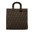 Fendi B Fendi Brown Calf Leather Zucca Canvas Tote Italy