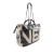 Chanel AB Chanel Black with White Ivory Coated Canvas Fabric Large Camellia Logo Bowling Satchel Italy