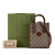 Gucci AB Gucci Brown Beige Coated Canvas Fabric Mini GG Supreme Interlocking G Satchel Italy