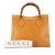 Gucci B Gucci Brown Light Brown Calf Leather Medium Bamboo Diana Tote Italy