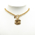 Chanel AB Chanel Gold Gold Plated Metal CC Quilted Pendant Necklace France