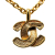 Chanel B Chanel Gold Gold Plated Metal Quilted CC Pendant Necklace France