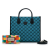 Gucci A Gucci Blue with Black Canvas Fabric GG Satchel Italy