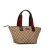 Gucci B Gucci Brown Beige Canvas Fabric GG Web Handbag Italy