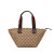 Gucci B Gucci Brown Beige Canvas Fabric GG Web Handbag Italy