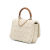 Chanel AB Chanel White Ivory with Brown Tweed Fabric Knock on Wood Satchel France