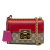 Gucci B Gucci Brown Beige with Red Coated Canvas Fabric Small GG Supreme Padlock Crossbody Italy