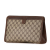 Gucci B Gucci Brown Beige Coated Canvas Fabric GG Supreme Web Clutch Italy